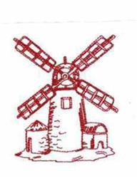 beginner-friendly windmill redwork machine embroidery pattern - Redwork Windmill for patchwork quilt blocks