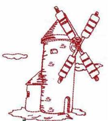 beginner-friendly windmill redwork machine embroidery pattern - Redwork Windmill for patchwork quilt blocks