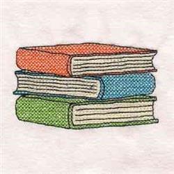 beginner-friendly cross machine embroidery pattern - School Book Stack for kitchen aprons