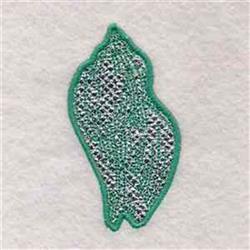 Applique shell design featuring a green outline, textured fill, and a minimalistic look, perfect for nature themes.
