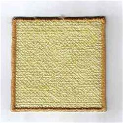Embroidered square patch with a textured yellow background and brown border, showcasing a minimalist design.