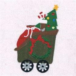 detailed winter tree machine embroidery pattern - Tree Train for reusable tote bags