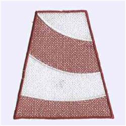 Stylized triangular shape with a color block design in rich red and white, featuring a textured modern geometric look.