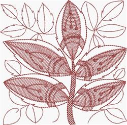 detailed autumn leaf machine embroidery pattern - Brick Red Leaf for decorative pillow covers