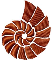 Realistic nautilus shell in rich brown hues, showcasing textured layers and a captivating spiral shape.