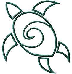 Minimalist turtle outline in green line art with a spiral shell design. Perfect for quilting projects.
