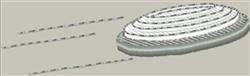 Frisbee with oval stripes indicating motion, showcasing a playful design for outdoor activities.
