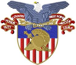 detailed shield machine embroidery pattern - West Point Shield for Patriotic Apparel