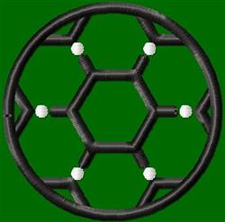 Modern geometric circle with black outline and white dots on a vibrant green background, abstract design.