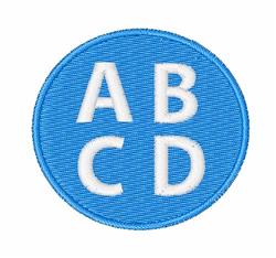 Modern lettering design featuring A, B, C, D on a circular blue background with bold white letters.