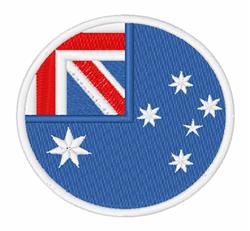Modern Australian flag elements in applique style, featuring a blue background with red and white sections and white stars.