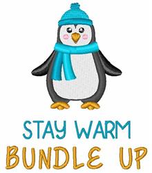Bundle Up - 4x4 penguin detailed machine digital embroidery design for Sweaters