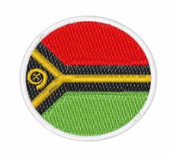 Circular patch with flag design in red, green, and black, highlighted by a yellow outline; modern and vibrant.
