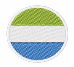 Circular patch with vibrant green, white, and blue stitched horizontal sections and a clean outline.