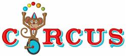 beginner-friendly monkey machine embroidery pattern - Circus Monkey for kitchen tea towels