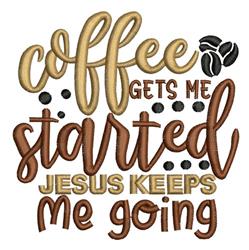 detailed started machine embroidery pattern - Coffee Gets Started for Coffee Mugs