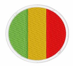 Circular patch with three vertical color blocks: green, yellow, and red. Simple geometric design outlined in white.