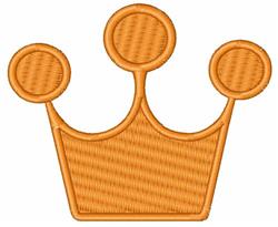 Playful crown design with three circular elements in vibrant orange, featuring a simple, textured look.