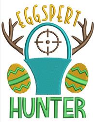 Playful egg basket with a target symbol, adorned with brown antlers and colorful eggs, perfect for Easter.