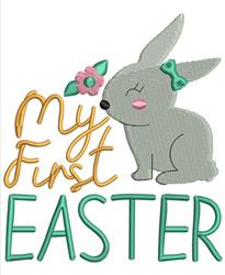 First Easter - 4x4 bunny rabbit beginner-friendly embroidery design for decorative pillow covers