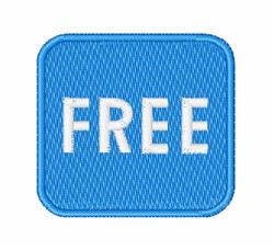 Rectangular patch featuring bold 'FREE' text on a vibrant blue background, modern and clear style.