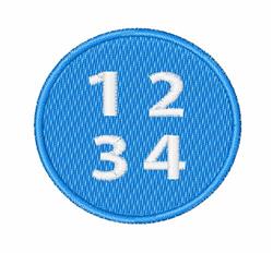 Number patch with a vibrant blue background featuring white numbers '1', '2', '3', and '4'. Simple and modern design.