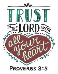 Proverbs 3:5 - 4x4 heart detailed embroidery design for decorative wall hangings
