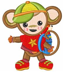 beginner-friendly monkey machine embroidery pattern - School Monkey for Backpacks