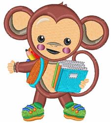 beginner-friendly monkey machine embroidery pattern - School Monkey for School T-Shirts