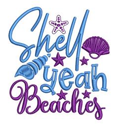 beache detailed machine digital embroidery - Shell Yeah Beaches perfect for Sun Hats