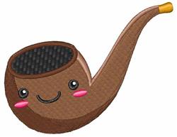 Playful smiling pipe with rosy cheeks and yellow tip, featuring a cartoonish design ideal for kids' projects.