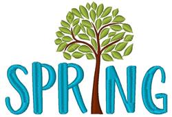 beginner-friendly spring tree machine embroidery pattern - Spring Tree for kitchen aprons