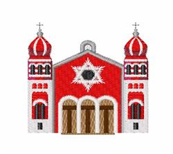 Synagogue - 4x4 synagogue detailed embroidery design for decorative pillow covers