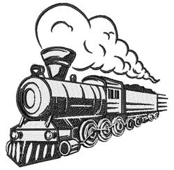 detailed engine machine embroidery pattern - Train Engine for reusable tote bags