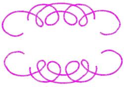 Quilting design featuring an abstract scroll with elegant pink swirls and loops, displaying moderate complexity.