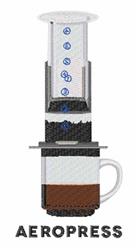 Aeropress coffee maker with a clean design, layered structure, and numbered brewing steps, perfect for modern kitchens.