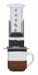 Aeropress - 4x4 aeropre detailed machine embroidery design for kitchen tea towels