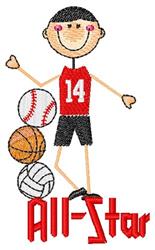 All Star - 4x4 star beginner-friendly machine embroidery design for Sports Jerseys