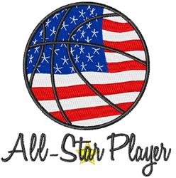 detailed star machine embroidery pattern - All Star Player perfect for T-Shirts