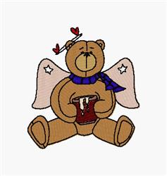 detailed bear machine embroidery pattern - Angel Teddy for decorative pillow covers