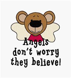 detailed bear machine embroidery pattern - Angels Dont Worry for reusable tote bags