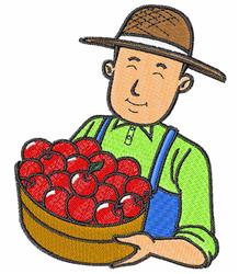 detailed farmer machine embroidery pattern - Apple Farmer perfect for kitchen aprons