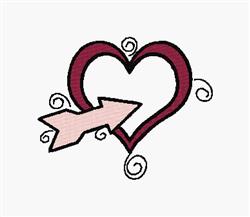 beginner-friendly valentine heart machine embroidery pattern - Arrow Through Heart for kitchen tea towels