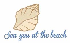 At The Beach - 5x7 beach detailed machine embroidery design for reusable tote bags