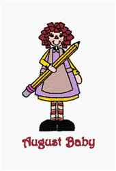 August Baby - 5x7 baby detailed machine embroidery design for kitchen tea towels