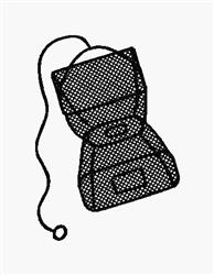 Minimalist backpack line art featuring an open flap and strap, rendered in a simple black outline.