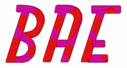 Playful text design featuring bold 'BAE' letters in vibrant pink and red hues with a textured appearance.