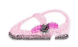 Applique ballet shoe in playful pink with a decorative bow and black outlines, perfect for themed projects.