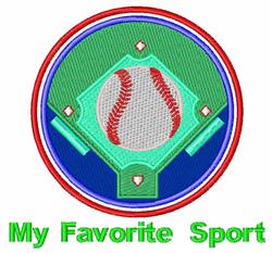 Colorful baseball field design featuring a baseball at the center and bold text 'My Favorite Sport'.