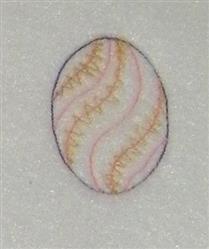 Playful baseball with wavy stitch patterns in soft pink, yellow, and white colors, perfect for spring projects.